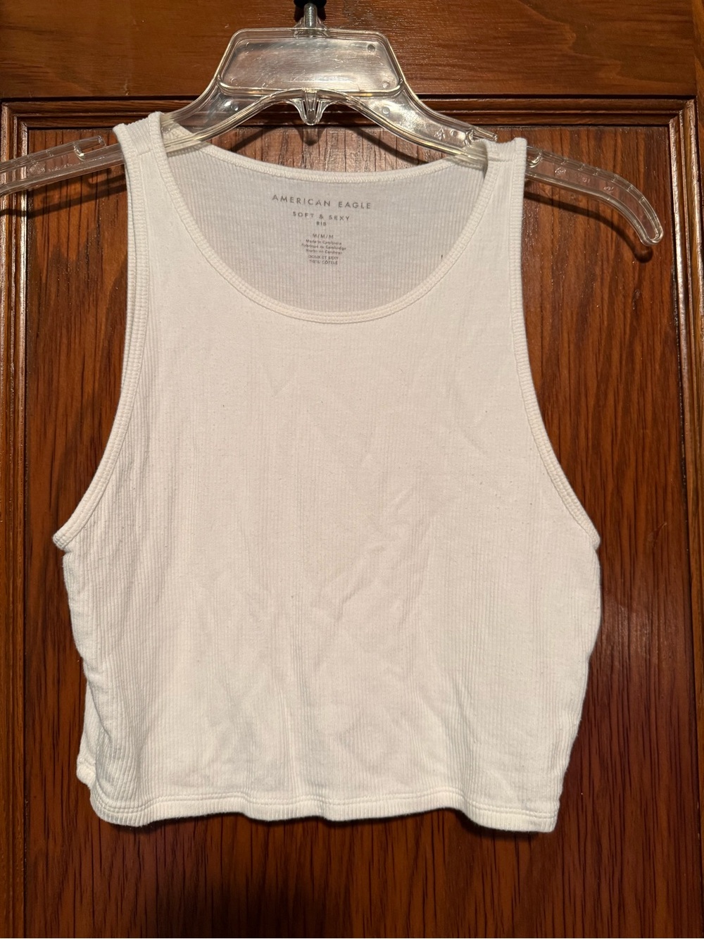 American Eagle Outfitters White Ribbed Tank Crop